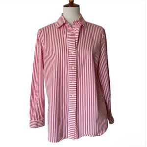 Jones New York Striped Button Down Oversized 100% Cotton L